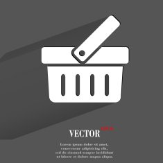 Shopping basket Flat modern web button with long shadow and N4