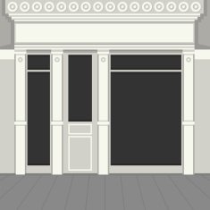 Shopfront with Black Windows Light Store Facade Vector N2