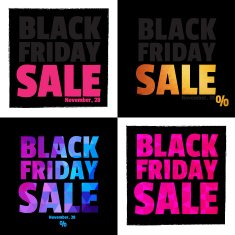 Set of 4 Posters Typography Black Friday Sale