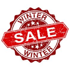 Winter sale red vintage stamp isolated on white background