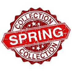 Spring collection red vintage stamp isolated on white background