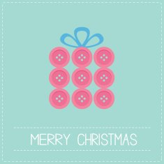 Gift box made from pink buttons Appligue Dash line Merry