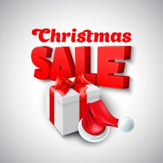 Christmas gift box and Santa hat Vector illustration N4