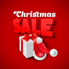 Christmas gift box and Santa hat Vector illustration N5