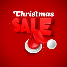 Christmas gift box and Santa hat Vector illustration N6