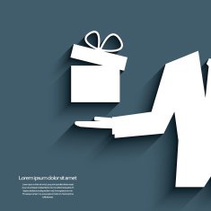 Businessman giving present symbol