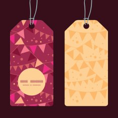 Vector christmas decorations flags vertical round frame pattern tags set N2