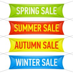Spring summer autumn winter sale banners