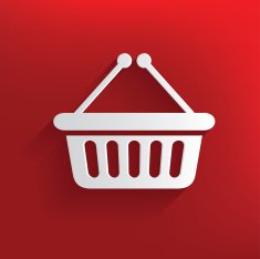 Shopping symbol on red background clean vector