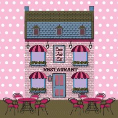 vector Restaurant facade Background Retro style illustration