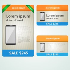 Colored vector banners selling phones
