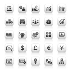 White Button Icons Set N21