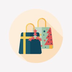 Christmas gift baskets flat icon with long shadow eps10 N71