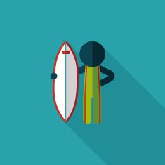 surfing flat icon with long shadow N6