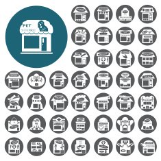 Single shop and store supermarket vector icons set Vector Illu N2
