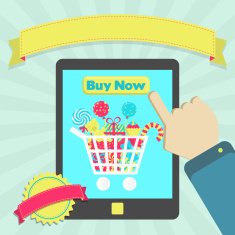 Buy candies online through tablet