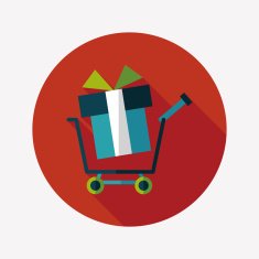 shopping cart flat icon with long shadow N36