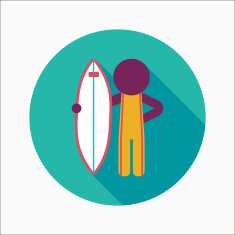 surfing flat icon with long shadow N7