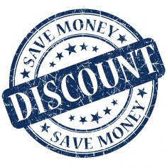 discount blue round stamp