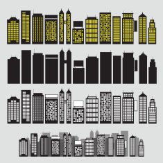 Building black and white icon set vector N2