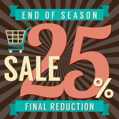 25 Percent End of Season Sale Vector Illustration