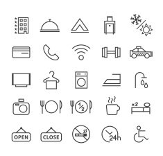 Thin Line Airport Icons on White Background