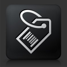 Black Square Button with Price Tag N4