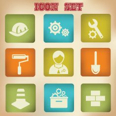 Construction symbol vintage icons vector