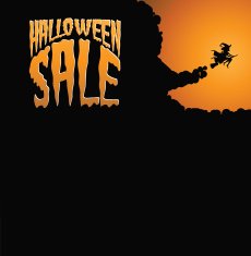 Witch Halloween sale background with copy space