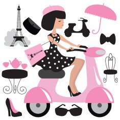 Girl in Paris vector illustration N4