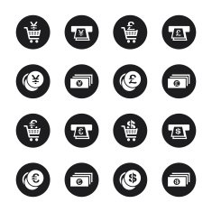 Currency Symbol Icons Set 3 - Black Circle Series