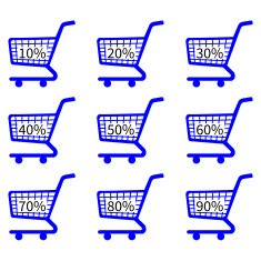 Blue Shopping Cart Icons with Discount Tags
