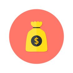 Gold Money Bag Flat Circle Icon