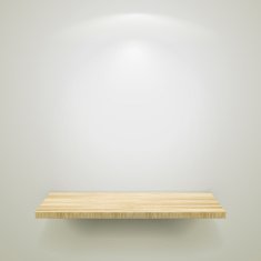 empty wooden shelf for exhibit N2
