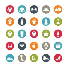 Clothing and Footwear related vector icons Ringico series N2