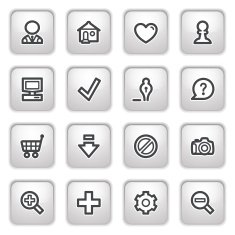 Basic web icons on gray buttons