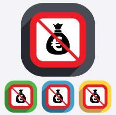 No Money bag sign icon Euro EUR currency N2