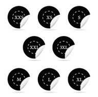 size clothing black sticker set vector illustration