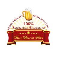 Beer label on a red ribbon - vector illustration