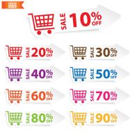 Sale tags with up to 10-90 percent text Eps10
