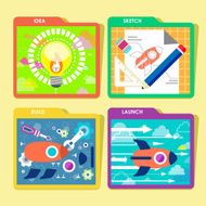 business project startup process in flat design N2