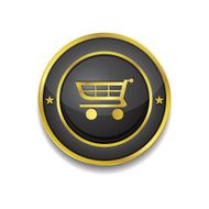 Shopping Circular Vector Golden Black Web Icon Button