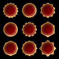 Set of Golden Blank Seal Wax Stamp Vector