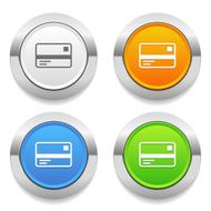 Four color round button with card icon and metallic border