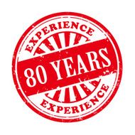 80 years experience grunge rubber stamp N2