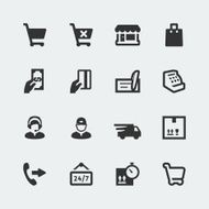 Vector shopping and e-store mini icons set
