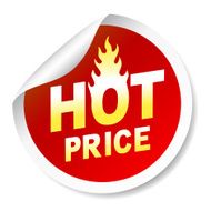 Hot price sticker badge with flame N2