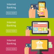 Internet banking online purchasing and transaction Flat vector illustration