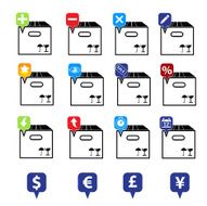 Shipping box icon set N2