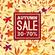 Vector autumn background with bright orange red leaves